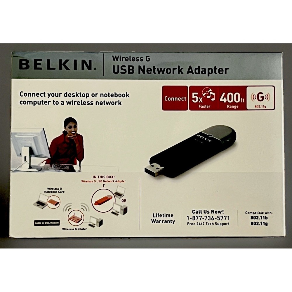 Belkin F5D7050 Wireless G USB Network Adapter 802.11g 54Mbps New Sealed